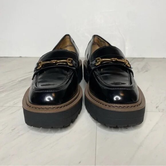 Sam Edelman Laurs Lug Sole Black Faux Leather Loafer 6 1/2 M - Picture 2 of 8